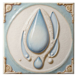 Azulejo Resumen del baño Pastel Blue & White Waterdrop
