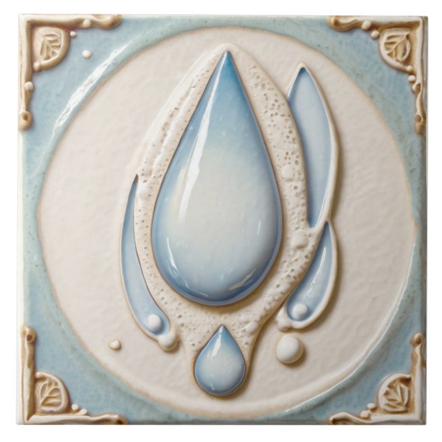Azulejo Resumen del baño Pastel Blue & White Waterdrop (Frente)