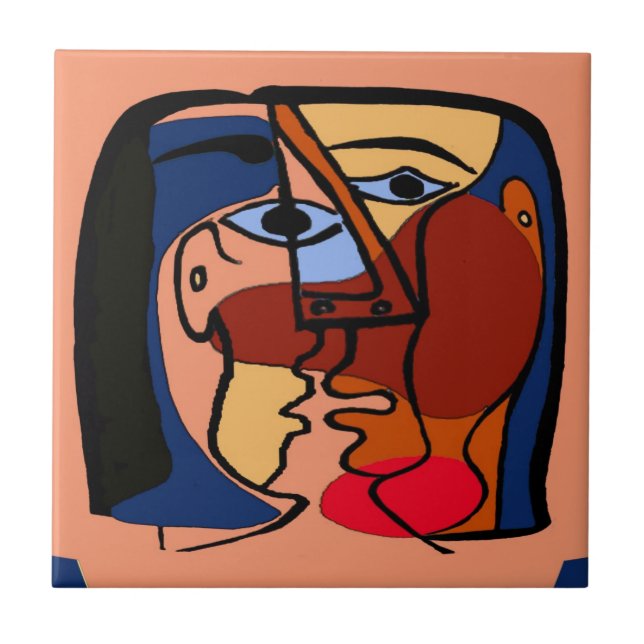 Azulejo Resumen del cubismo de los besos (Frente)