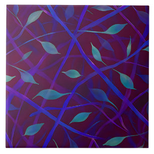 Azulejo Resumen del follaje botánico oscuro de las joyas b