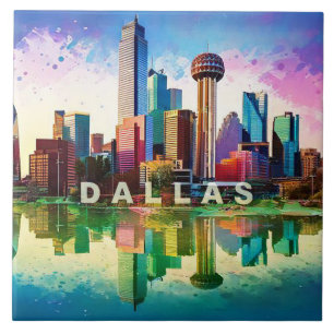 Azulejo Resumen del paisaje urbano moderno de Dallas Skyli