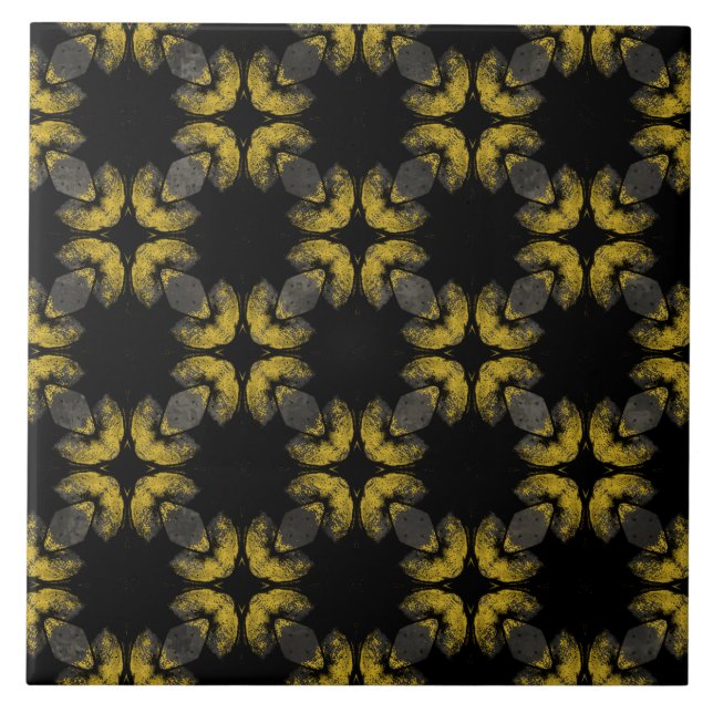 Azulejo Resumen del patrón amarillo, bronce y negro (Frente)