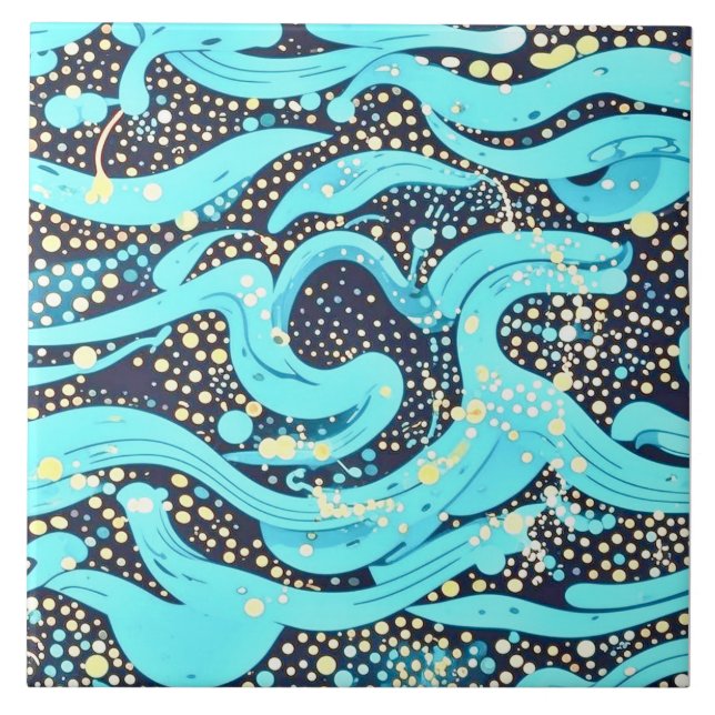 Azulejo Resumen del patrón azul Verde azulado moderno (Frente)