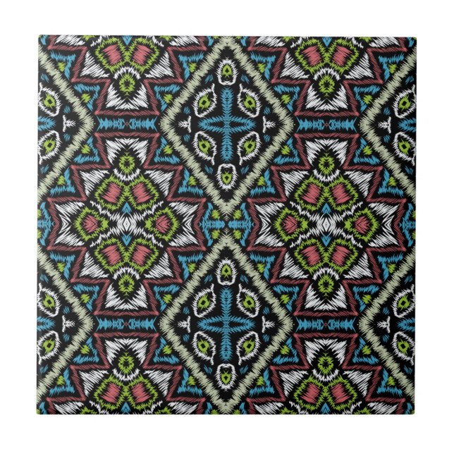 Azulejo Resumen del retro tribal africano etno tradit mexi (Frente)