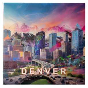 Azulejo Resumen Denver Skyline Art Moderno