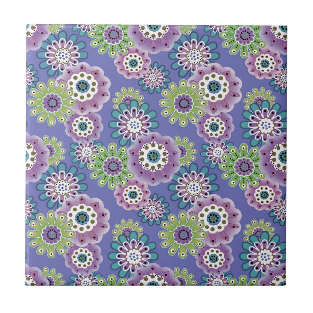 Azulejo Resumen divertido personalizados flores niños flor (Frente)