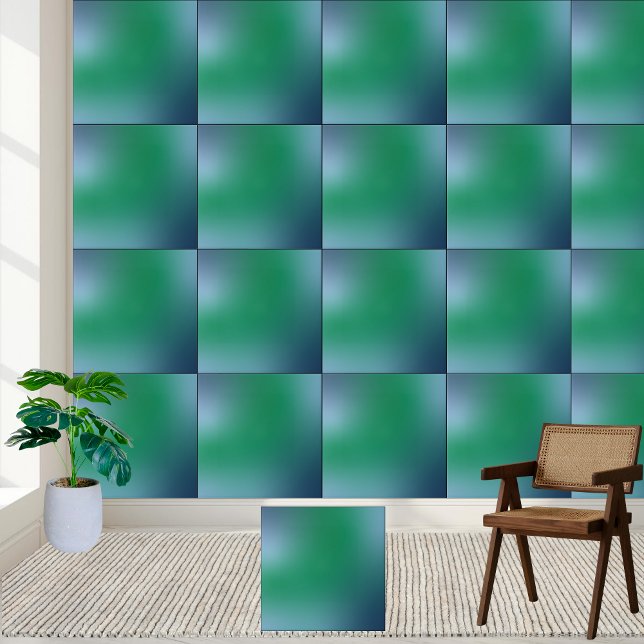 Azulejo Resumen elegante de degradado verde y azul (Elegant Green and Blue Gradient Abstract Ceramic Tile)
