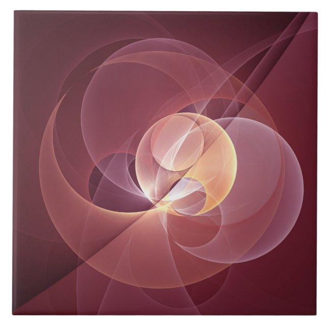 Azulejo Resumen Elegante Vino Moderno Arte Fractal Rojo (Frente)