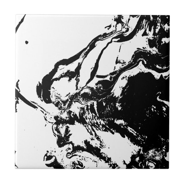 Azulejo Resumen en blanco y negro frente a arte incidental (Frente)