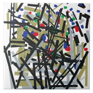 Azulejo Resumen en cinta y letras 1