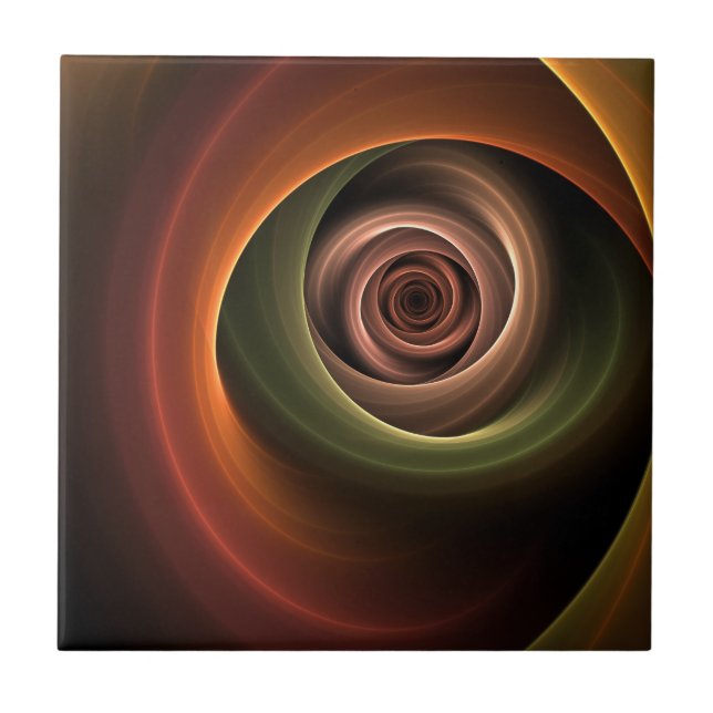 Azulejo Resumen espiral 3D Colores cálidos Arte fractal mo (Frente)