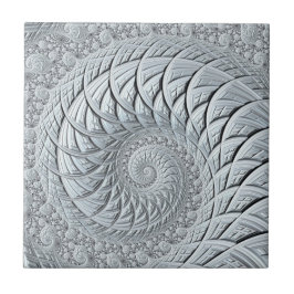 Azulejo Resumen Espiral gris claro Fractal