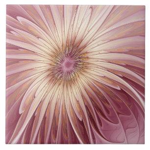 Azulejo Resumen Flor Arte Fractal y tonos de Borgoña