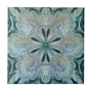 Azulejo Resumen Flor Fractal Verde azulado Gris azul blanc
