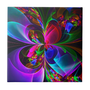 Azulejo Resumen floral moderno Patrón azul rojo del arte #