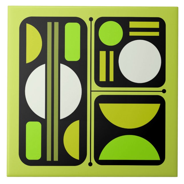 Azulejo Resumen geométrico Arte retro Chartreuse Verde (Frente)