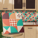 Azulejo Resumen geométrico Bauhaus N5<br><div class="desc">Baldosas abstractas geométricas de estilo Bauhaus en color turquesa,  vino y siena quemada.</div>