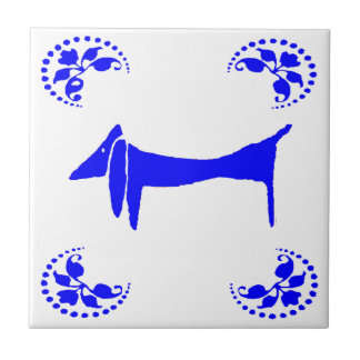 Azulejo Resumen holandés azul de Dachshund