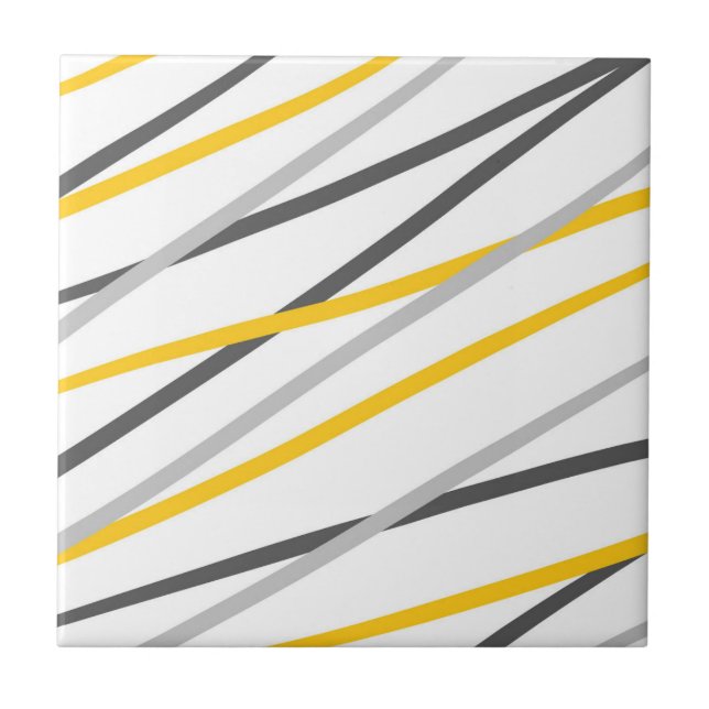 Azulejo Resumen lineal amarillo gris (Frente)