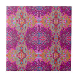 Azulejo Resumen Magenta Pink, Blue y Red Groovy Pattern