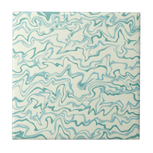 Azulejo Resumen Marble azul retro banda ondulada negrita