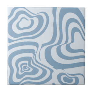 Azulejo Resumen Marble Wavy Stripe Blue Retro Negrita Mode