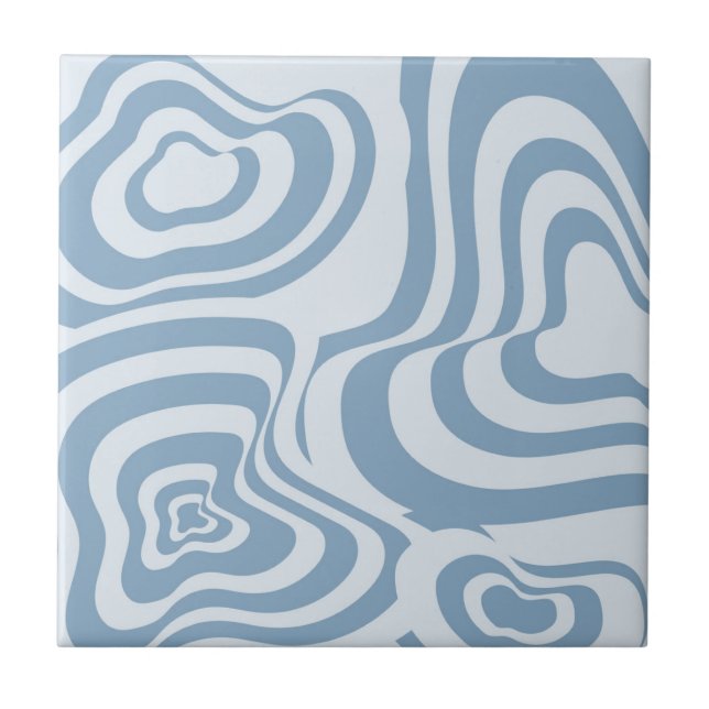 Azulejo Resumen Marble Wavy Stripe Blue Retro Negrita Mode (Frente)