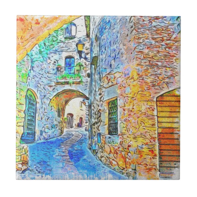 Azulejo Resumen Medieval escénico (Frente)