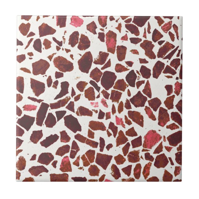 Azulejo Resumen moderno Cherry Red Marble Stone Terrazzo (Frente)