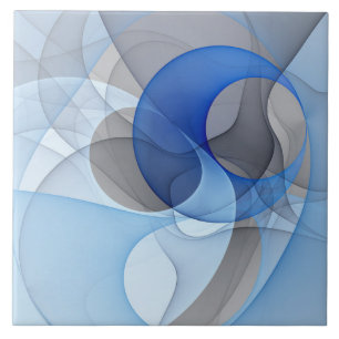 Azulejo Resumen moderno Gráfico de arte fractal gris azul