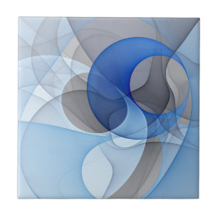 Azulejo Resumen moderno Gráfico de arte fractal gris azul