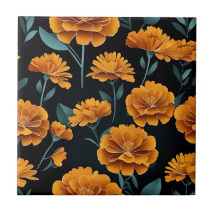 Azulejo Resumen moderno Marigold Floral