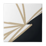 Azulejo Resumen moderno Oro blanco negro<br><div class="desc">Esta baldosa de cerámica abstracta en blanco, blanco y dorado, sencilla y elegante, es perfecta para añadir un toque de sofisticación a cualquier espacio. El diseño minimalista presenta un diseño abstracto moderno en blanco y negro con acentos de oro. Utilícelo como acento decorativo en su cocina, baño o cualquier otra...</div>