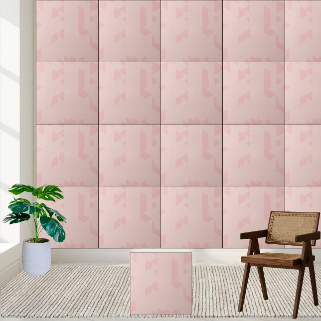 Azulejo Resumen moderno Rubor Geométrico rosa (Modern Abstract Blush Pink Geometric Ceramic Tile)