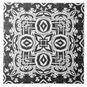 Azulejo Resumen mosaico de decoración de adorno blanco neg