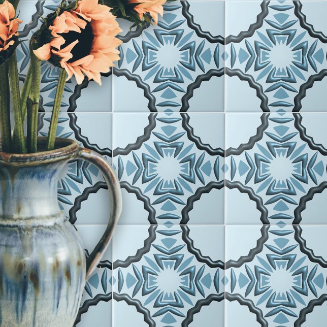 Azulejo Resumen Motivos Simétricos Verde azulados Con Efec (Subido por el creador)