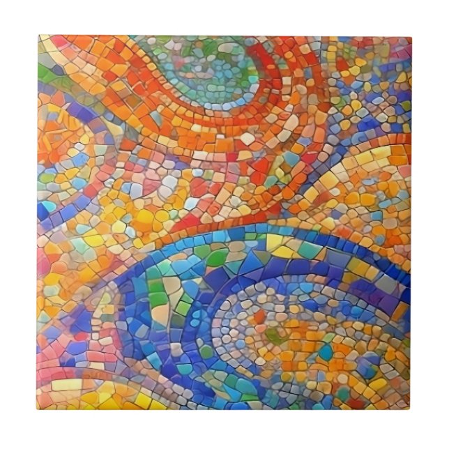 Azulejo Resumen Naranja Arte de mosaico al estilo de Blue  (Frente)