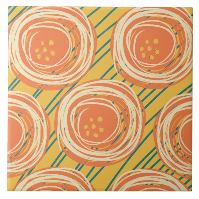 Azulejo Resumen Naranja Bold Poppy Florals (Frente)