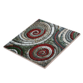 Azulejo Resumen Navidades rojos patrón de espiral