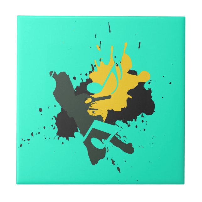 Azulejo Resumen Notas Musicales Ceramic Tile (Frente)