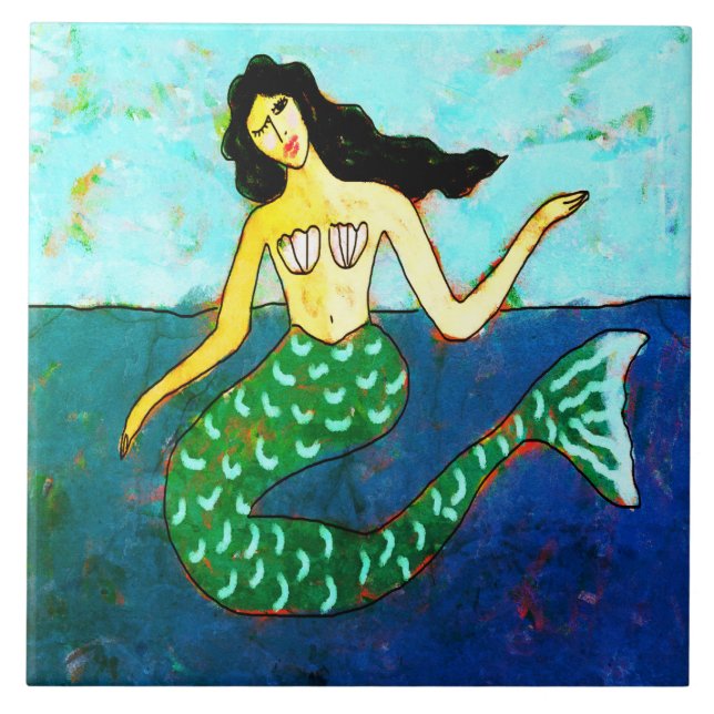 Azulejo Resumen original Arte de Sirenas (Frente)
