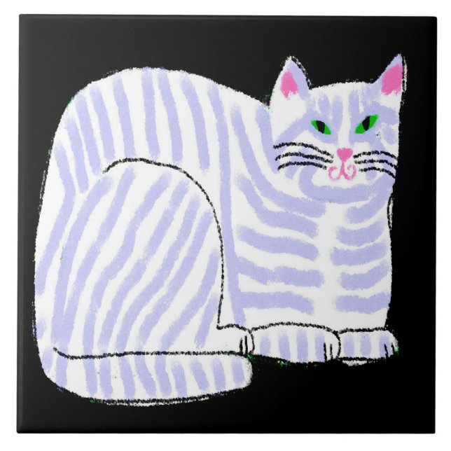 Azulejo Resumen original de arte digital para gatos (Frente)