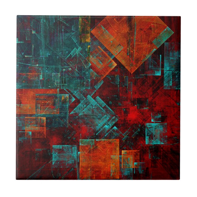 Azulejo Resumen Patrón artístico moderno de Guay colorido (Frente)