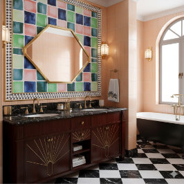 Azulejo Resumen Patrón de bloques de coral verde de la Mar