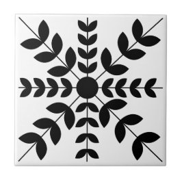 Azulejo Resumen Patrón floral de Mandala blanco y negro