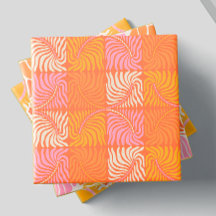 Resumen Patrón retro Groovy Naranja amarillo rosad