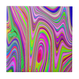 Azulejo Resumen rocoso amarillo y rosa Groovy arte retro