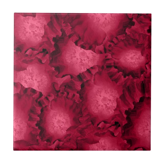 Azulejo Resumen rosas rojas flores de amapola flor románti (Frente)