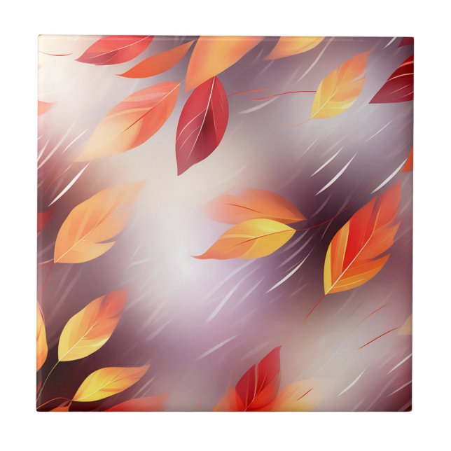 Azulejo Resumen Saltos otoñales botánicos (Frente)