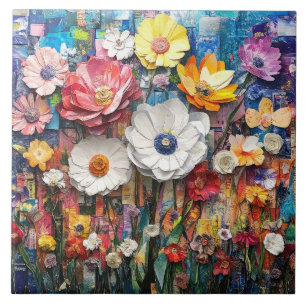 Azulejo Resumen Tejido Cerámico Floral